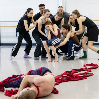 Ballet Edmonton in rehearsal for Le loup de Lafontaine. Photo: Nanc Price
